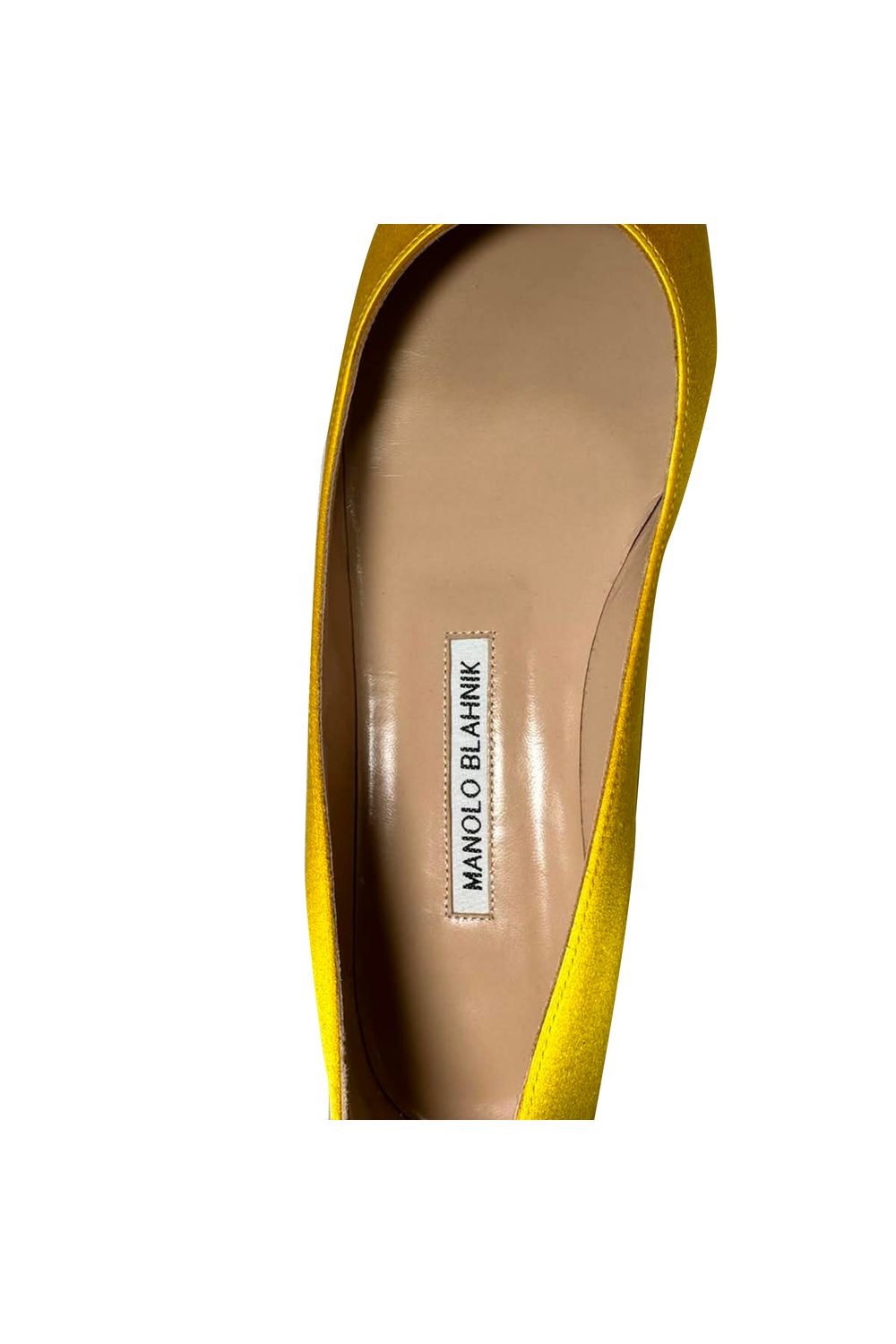 Manolo Blahnik Jewel Buckle Flat Pumps in Yellow Satin