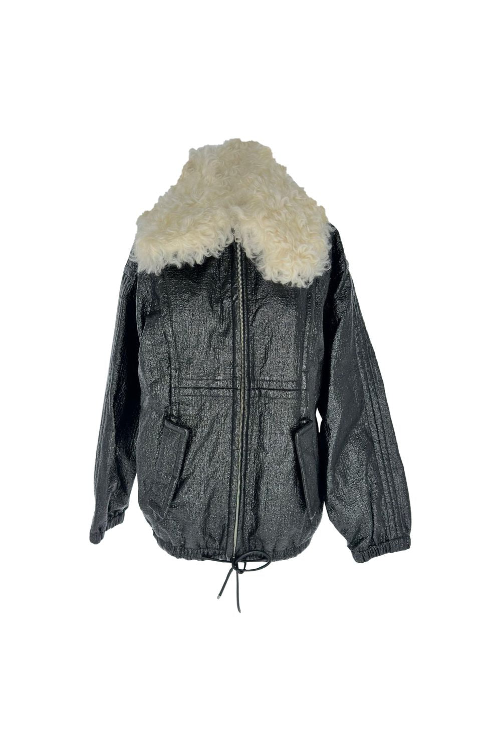 Gucci Coated Fabric Bomber Jacket with Detachable Collar in Black Cotton