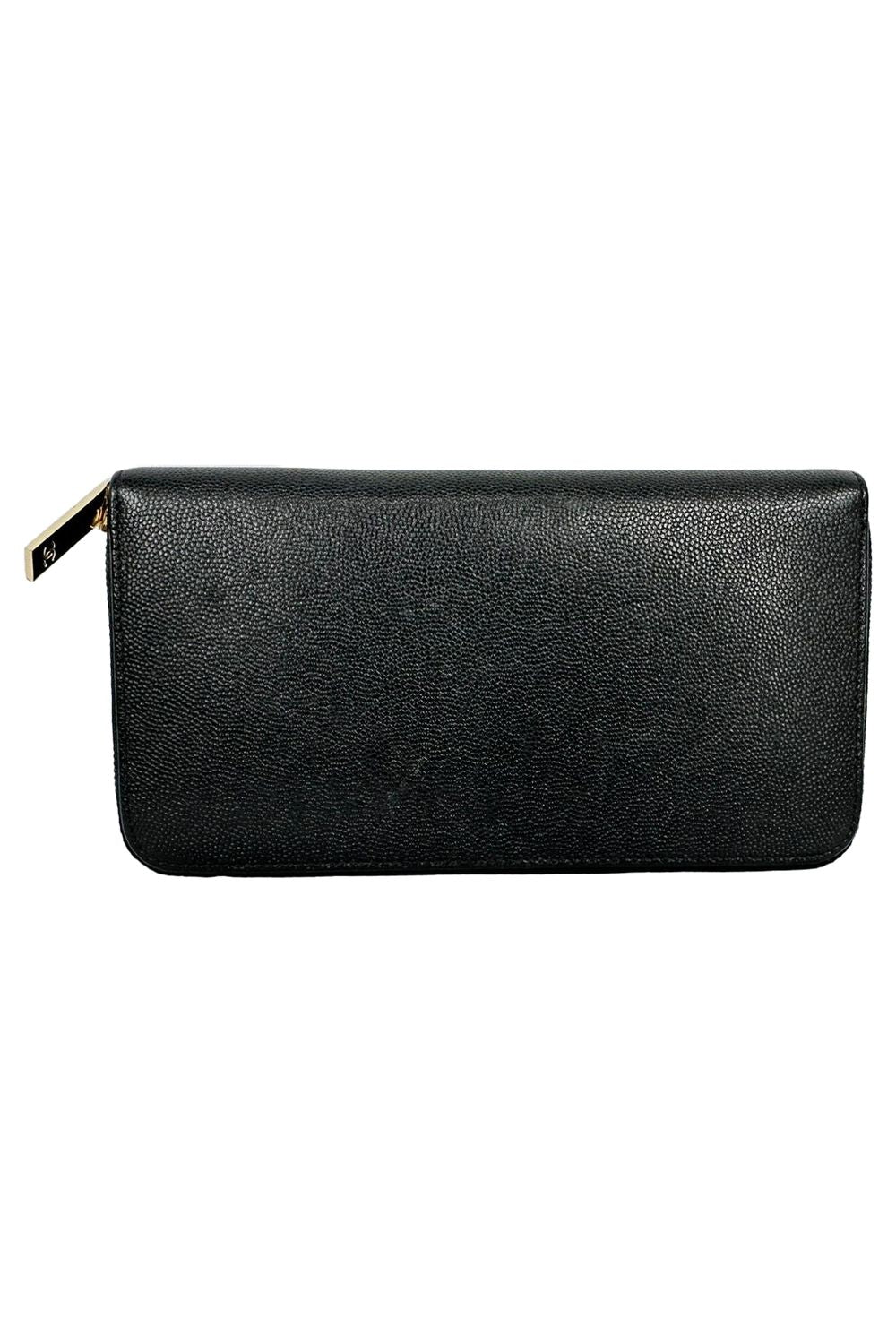 Chanel Timeless CC Zipped Long Wallet in Black Caviar Leather