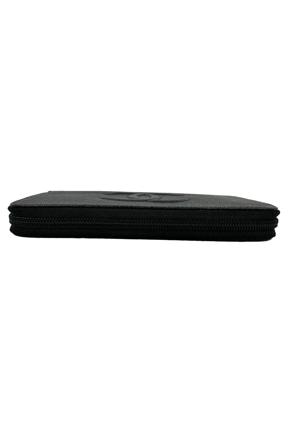 Chanel Timeless CC Zipped Long Wallet in Black Caviar Leather