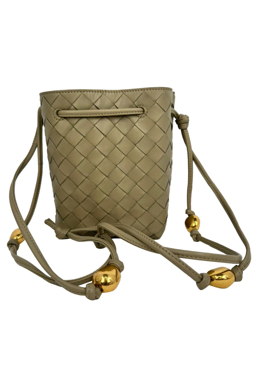 Bottega Veneta Small Intrecciato Bucket Bag in Olive Lamb Leather