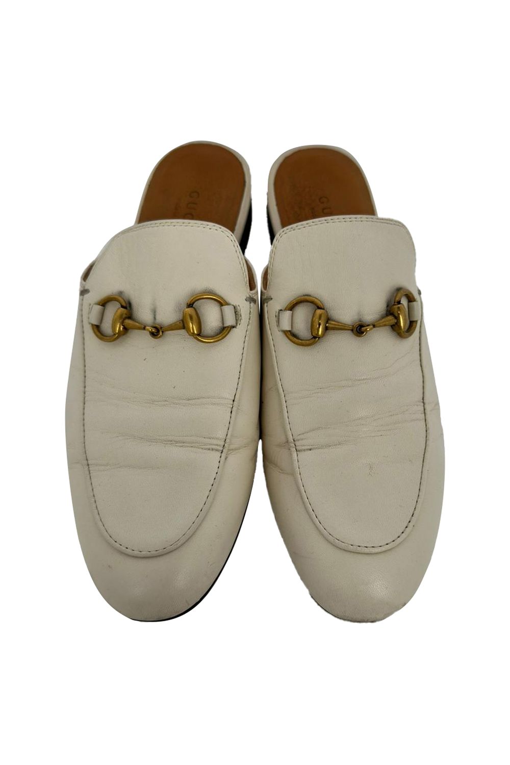 Gucci Horsebit Accent Mules in White Leather