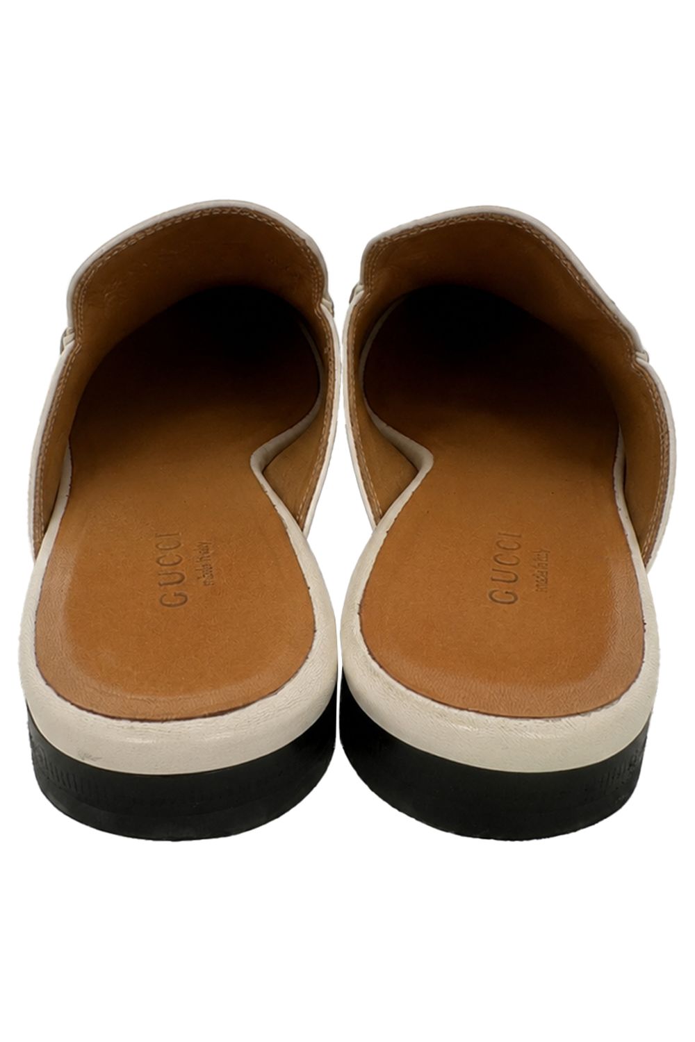 Gucci Horsebit Accent Mules in White Leather