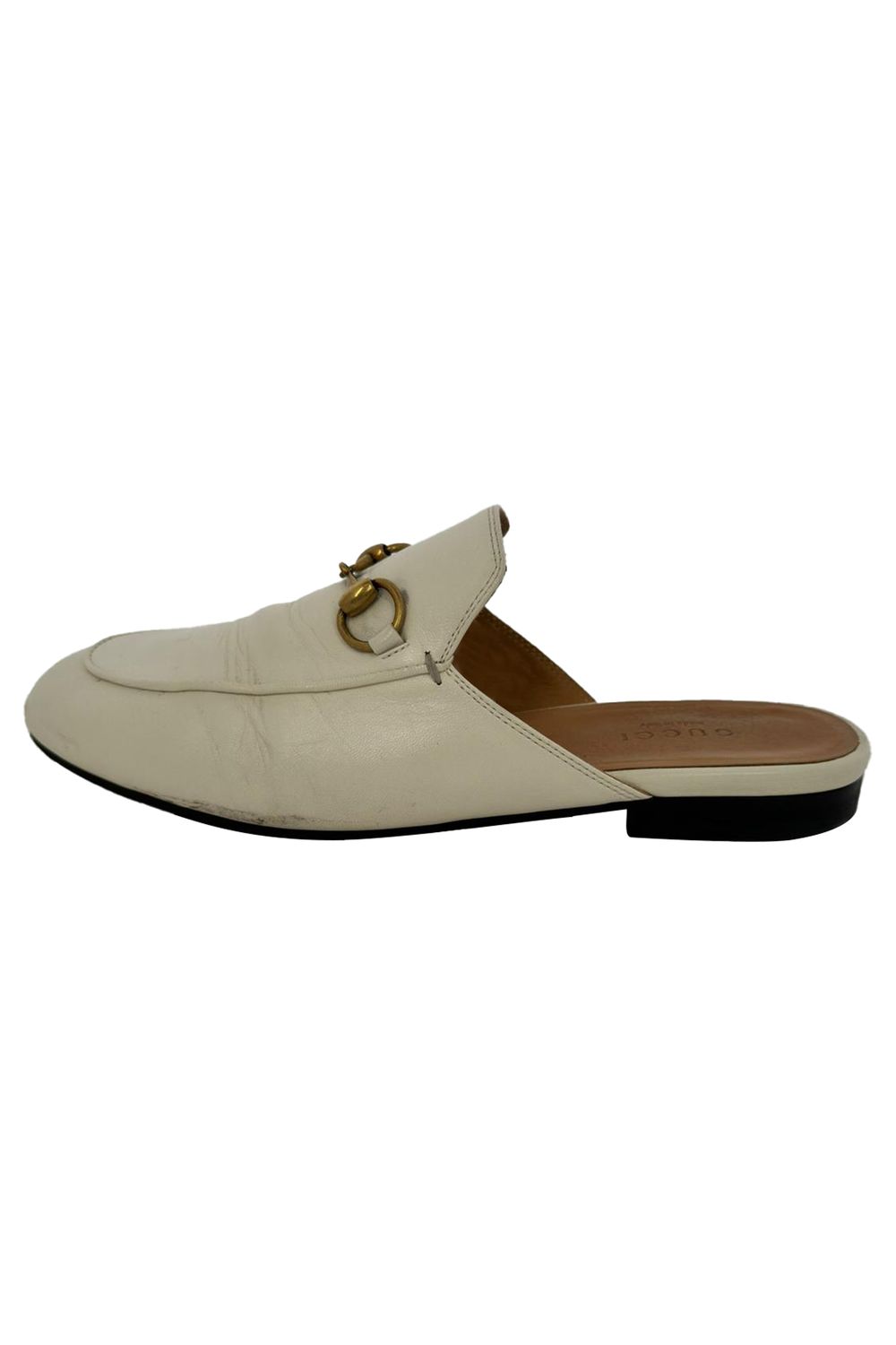 Gucci Horsebit Accent Mules in White Leather
