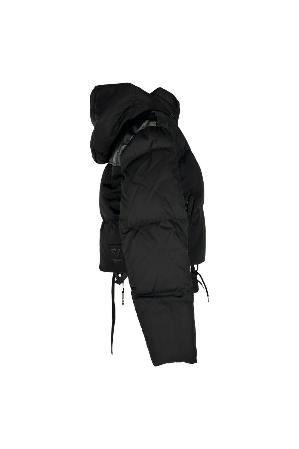 Prada Re-Nylon Cropped Down Jacket in Black Polyamide
