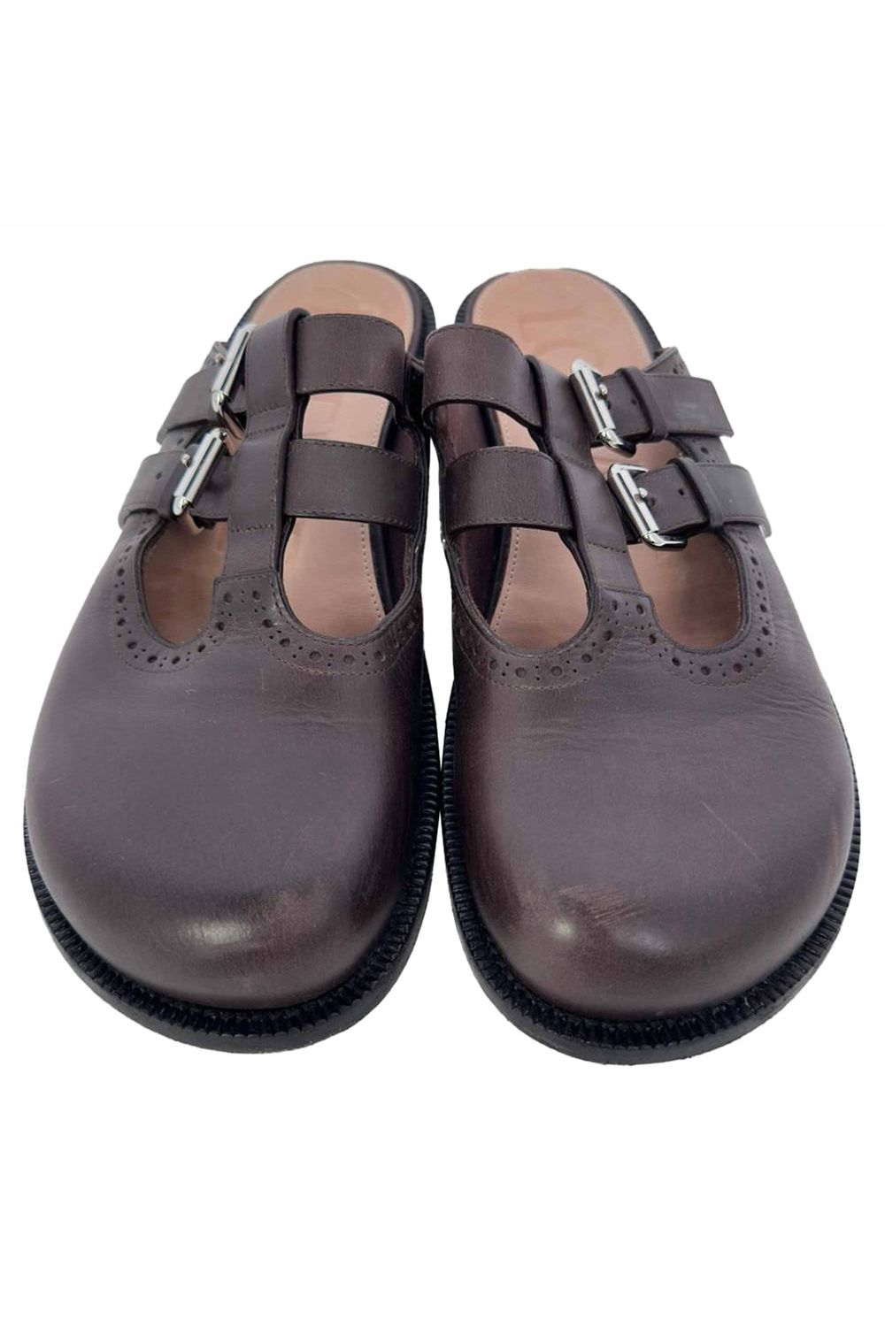 Loewe Campo Mary Jane Mules in Brown Leather