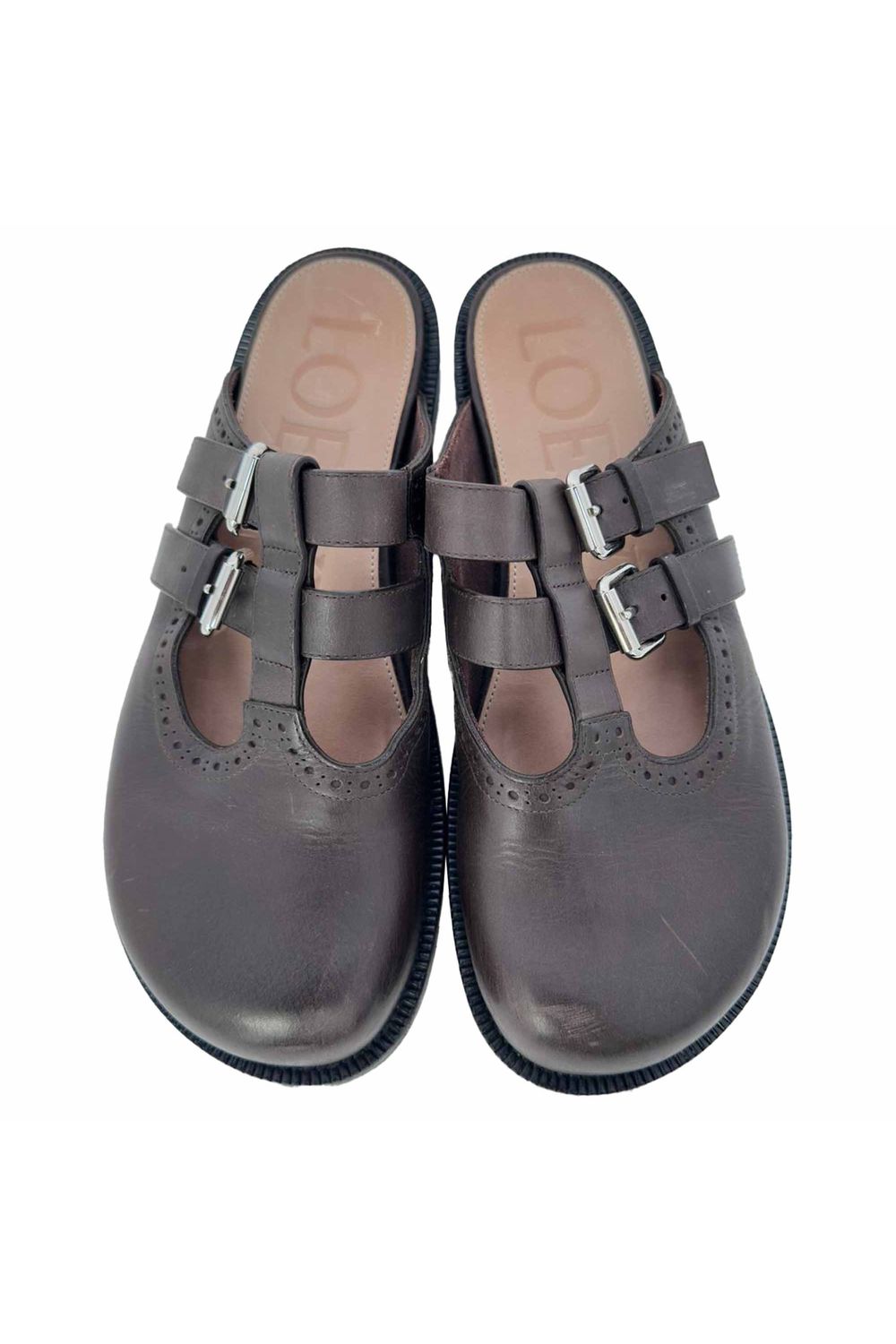 Loewe Campo Mary Jane Mules in Brown Leather