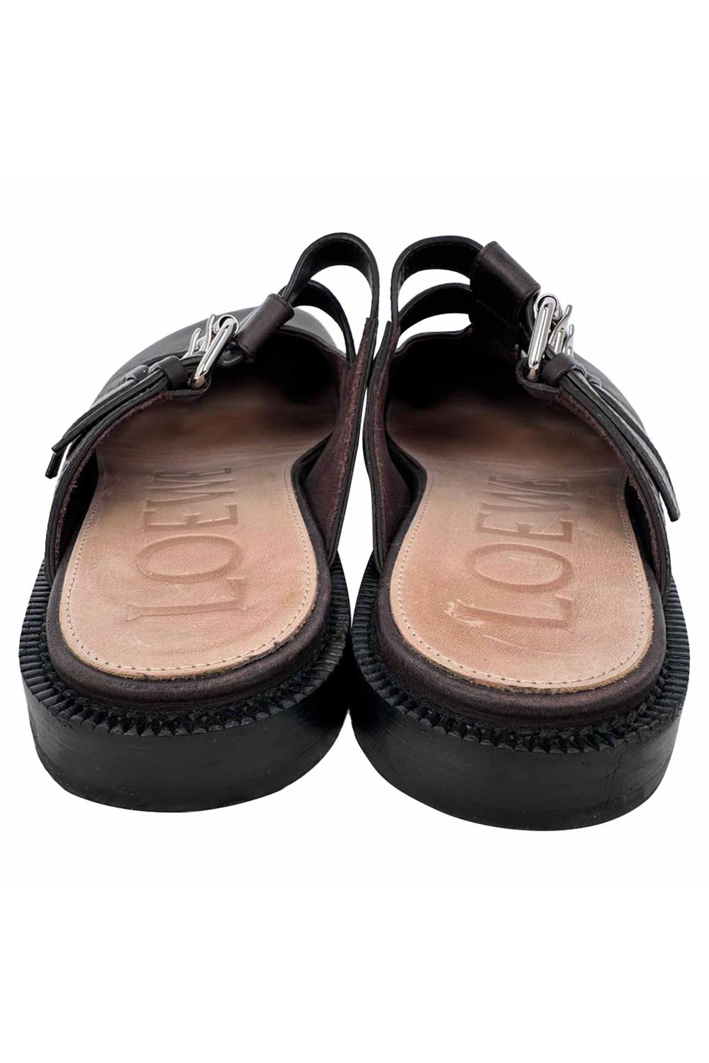 Loewe Campo Mary Jane Mules in Brown Leather