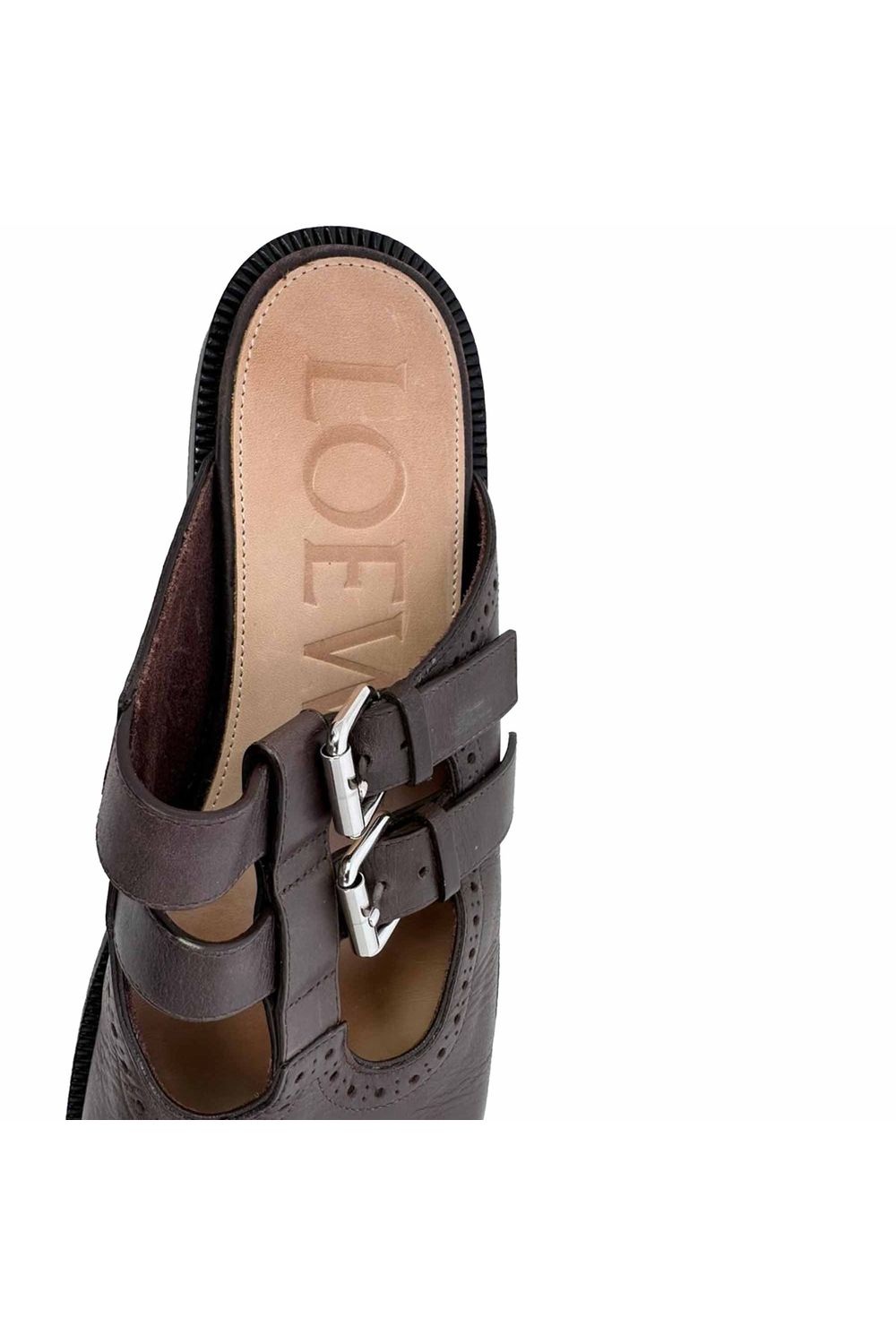 Loewe Campo Mary Jane Mules in Brown Leather