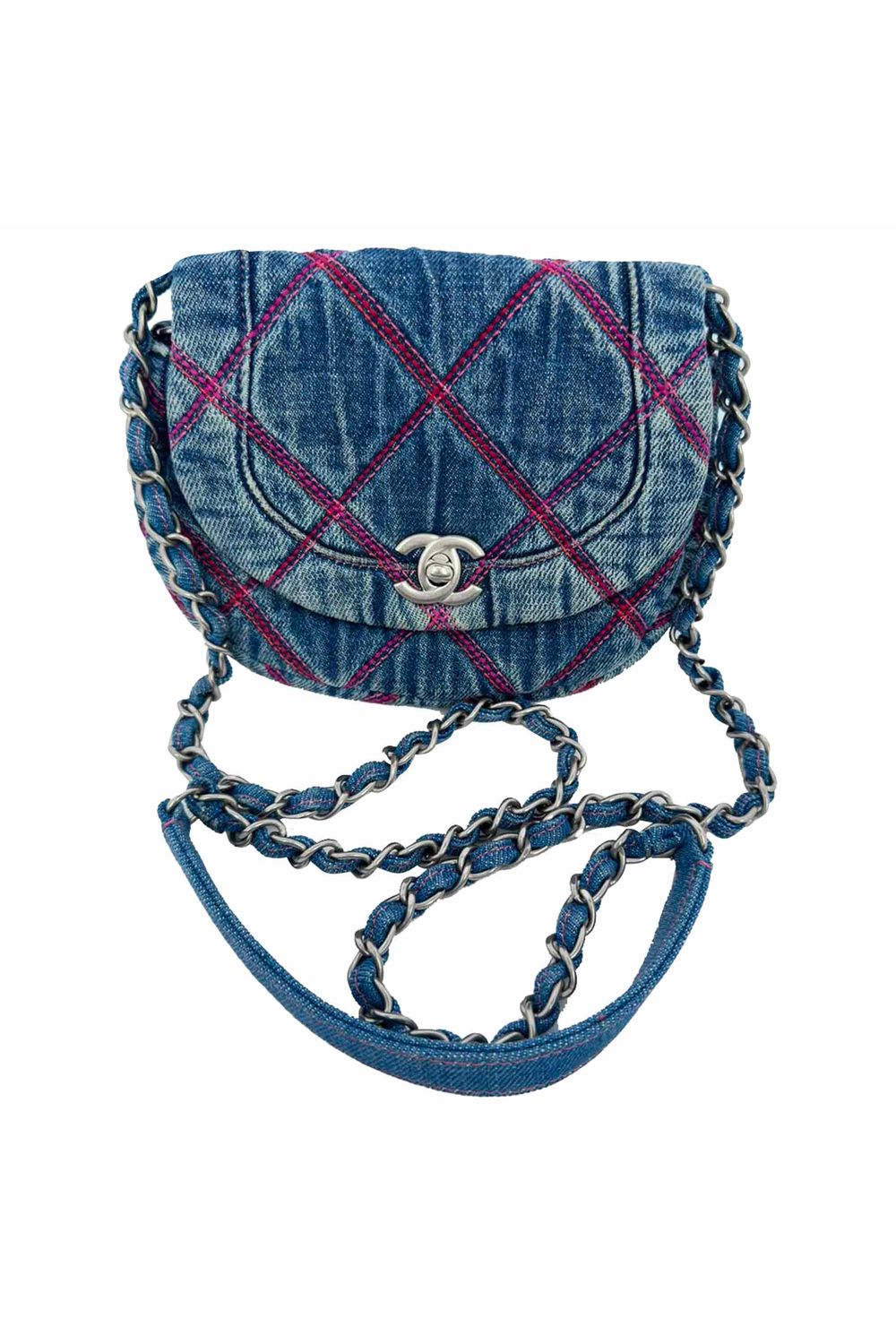 Chanel Coco Beach Mini Crossbody Bag in Blue Cotton