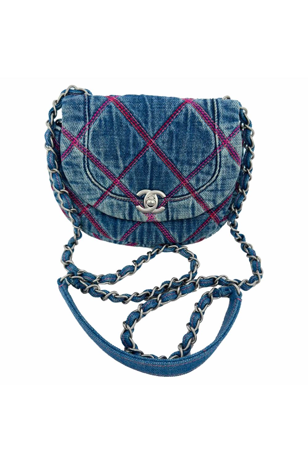 Chanel Coco Beach Mini Crossbody Bag in Blue Cotton