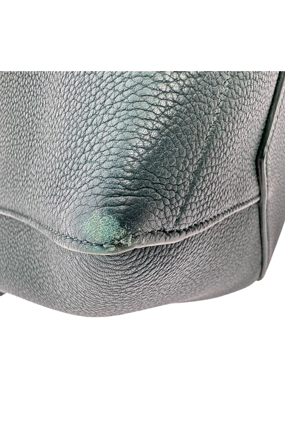Celine Medium Sangle Bucket Bag in Green Leather