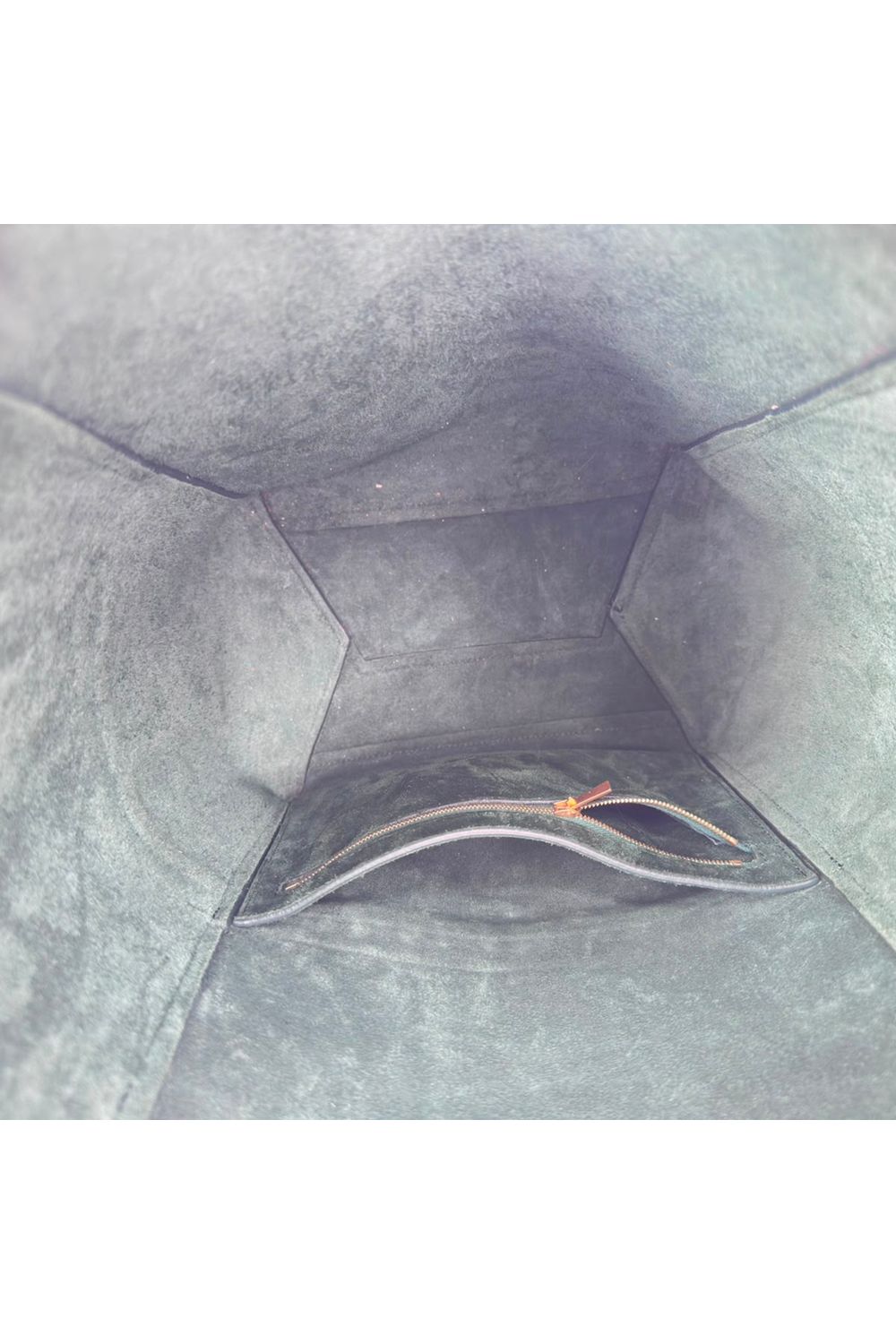 Celine Medium Sangle Bucket Bag in Green Leather