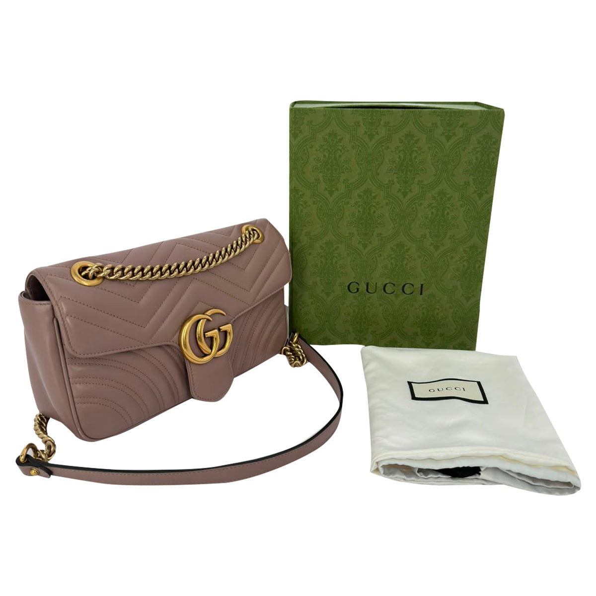 Gucci Medium GG Marmont Crossbody Bag in Tan Leather