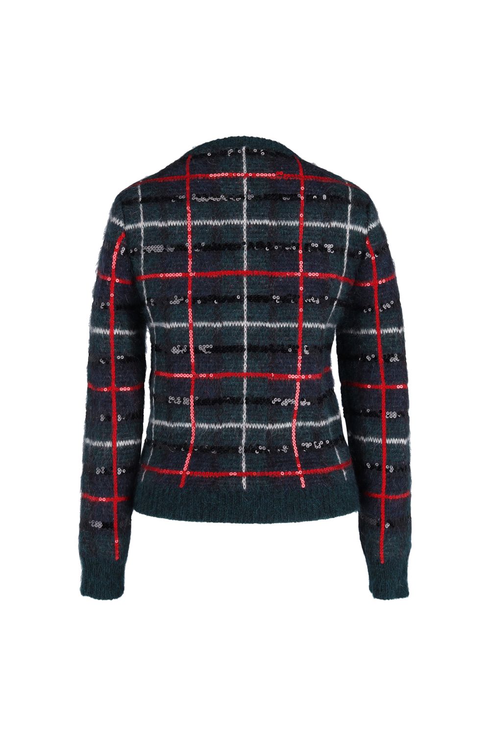 Saint Laurent Sequined Tartan Sweater in Multicolor Mohair Wool