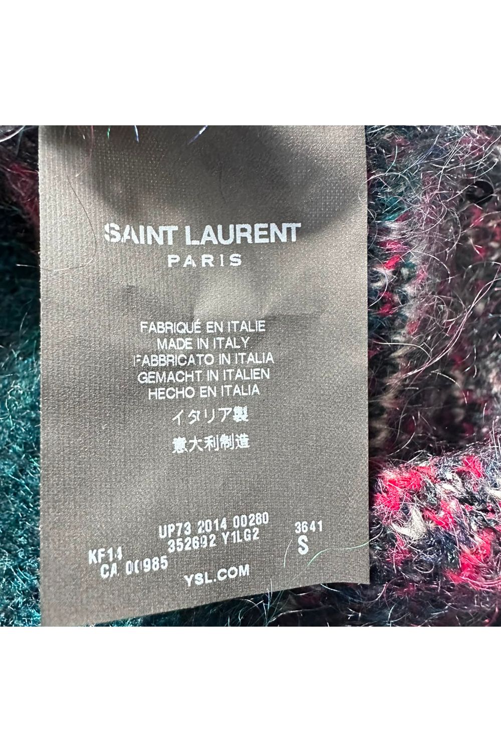 Saint Laurent Sequined Tartan Sweater in Multicolor Mohair Wool