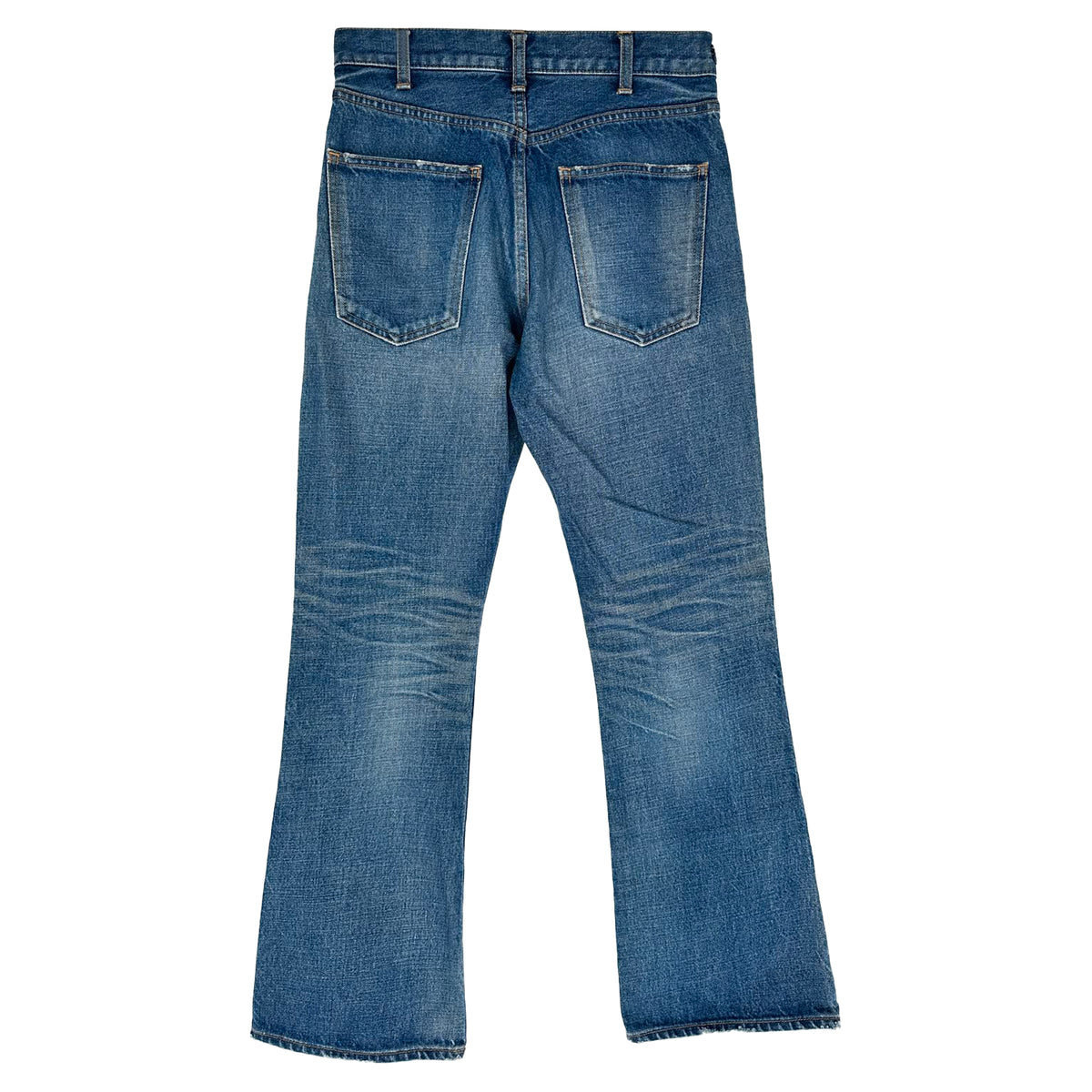 Celine Dylan Triomphe Chain Accent Flared Jeans in Blue Cotton