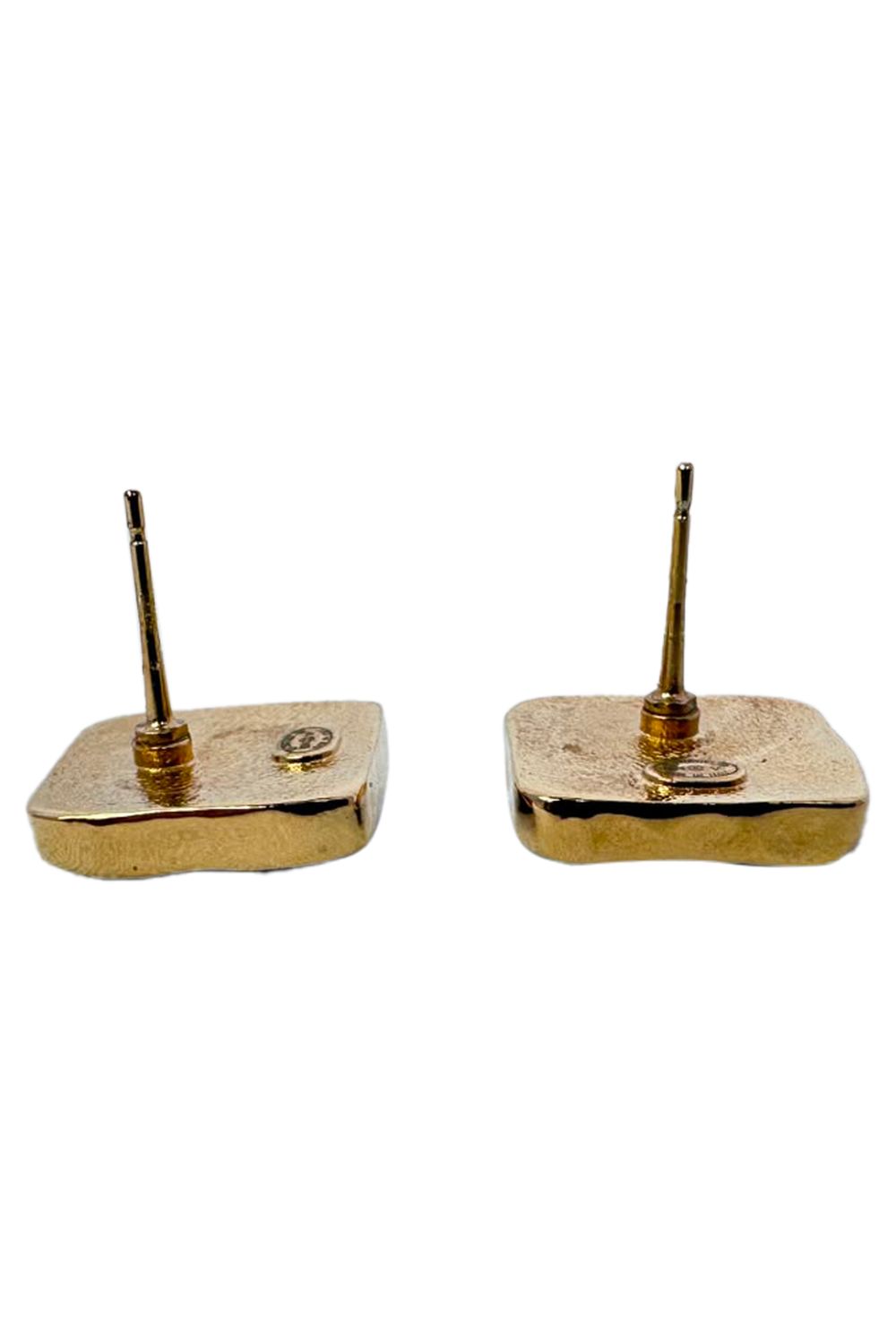 Chanel CC Stud Earrings in Black Resin