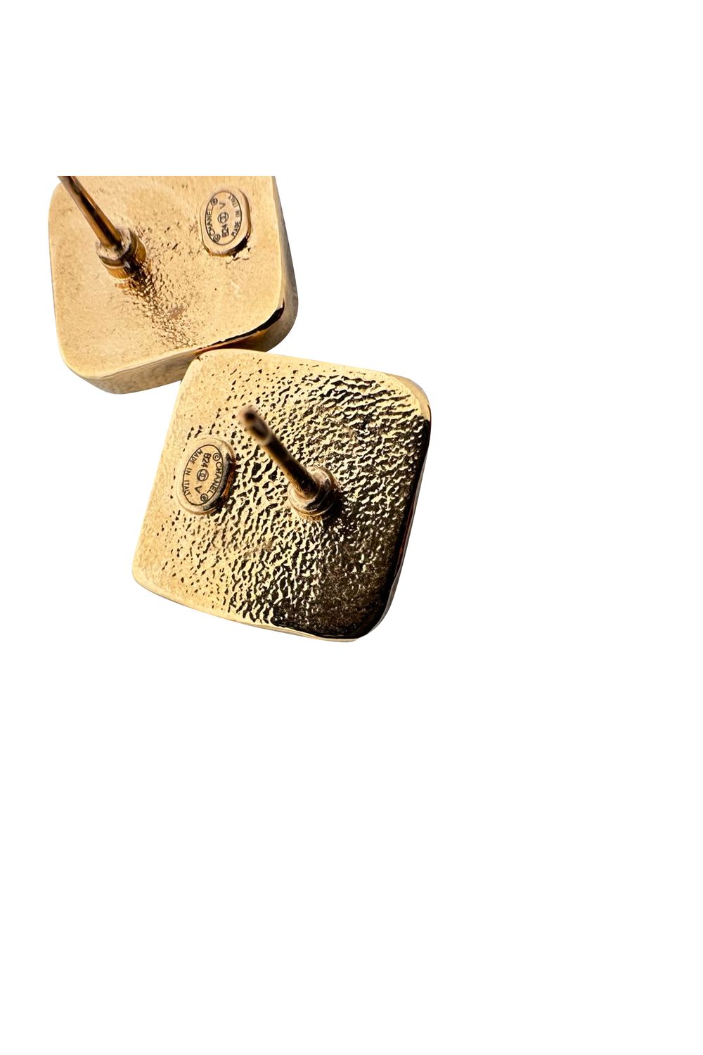 Chanel CC Stud Earrings in Black Resin