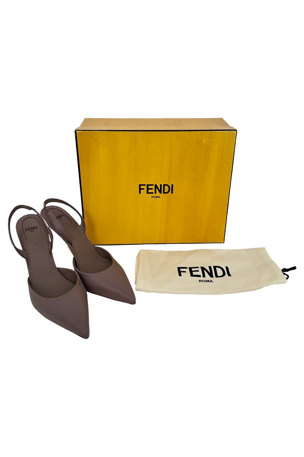 Fendi Fendi First Slingback Pumps in Beige Calf Leather