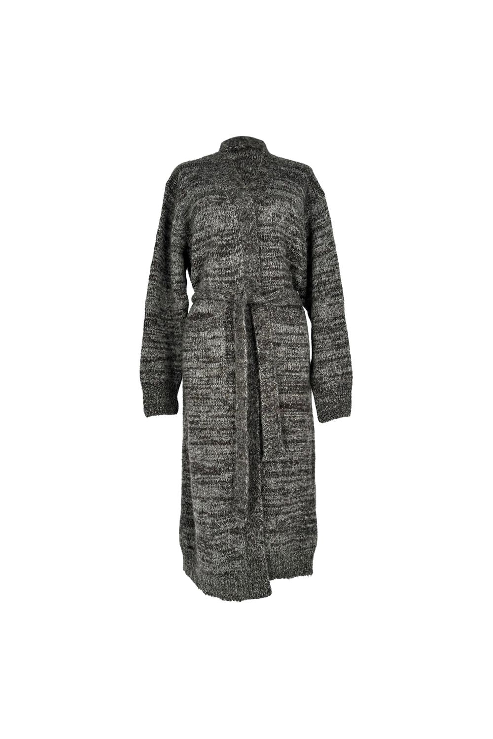 Dries Van Noten Long Cardigan in Grey Alpaca Wool