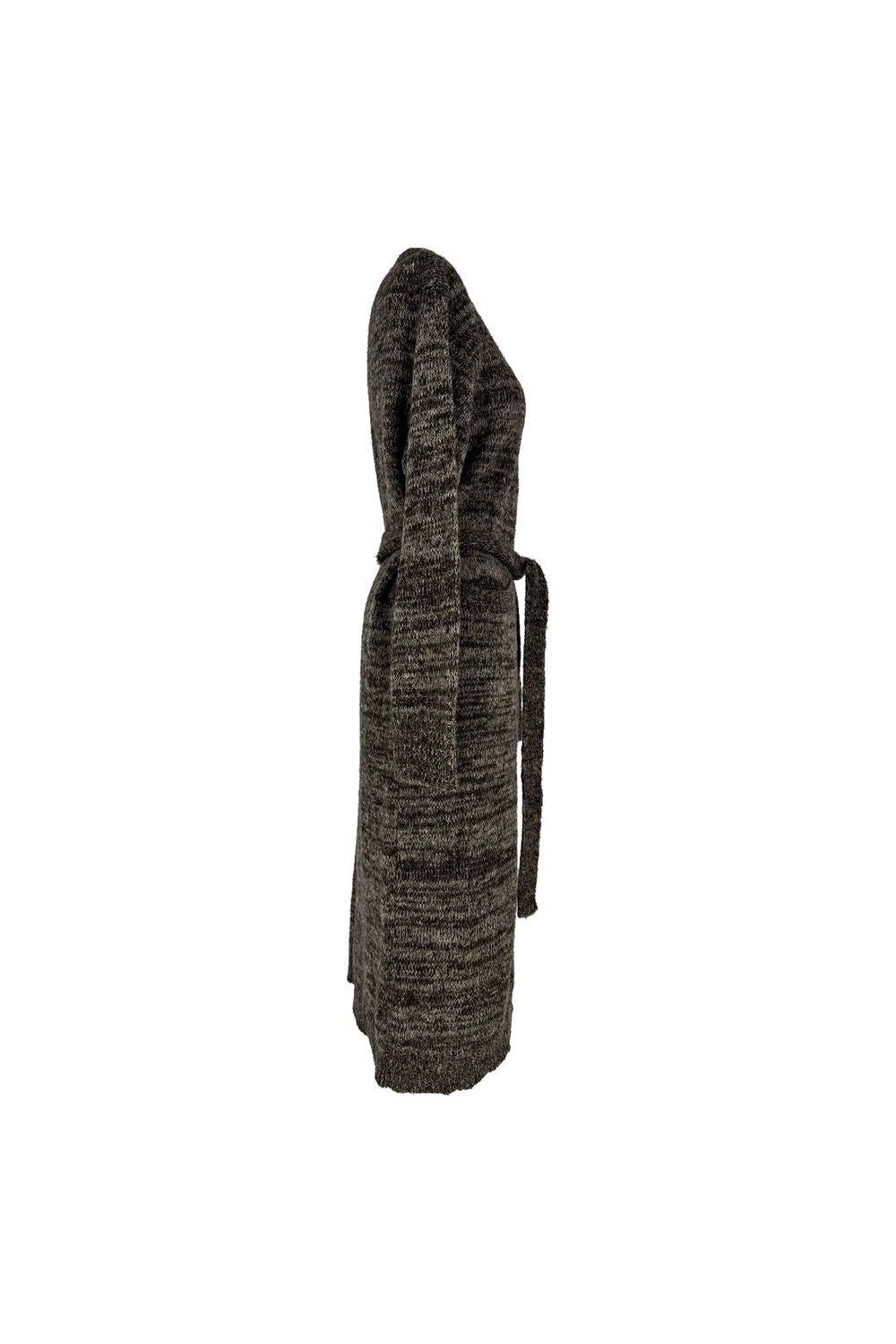 Dries Van Noten Long Cardigan in Grey Alpaca Wool