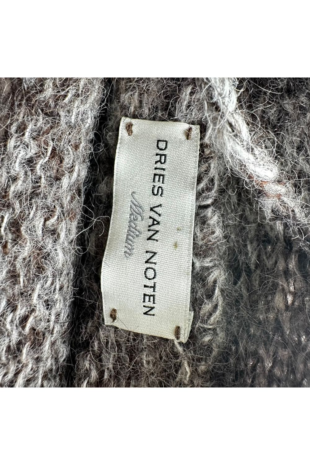 Dries Van Noten Long Cardigan in Grey Alpaca Wool