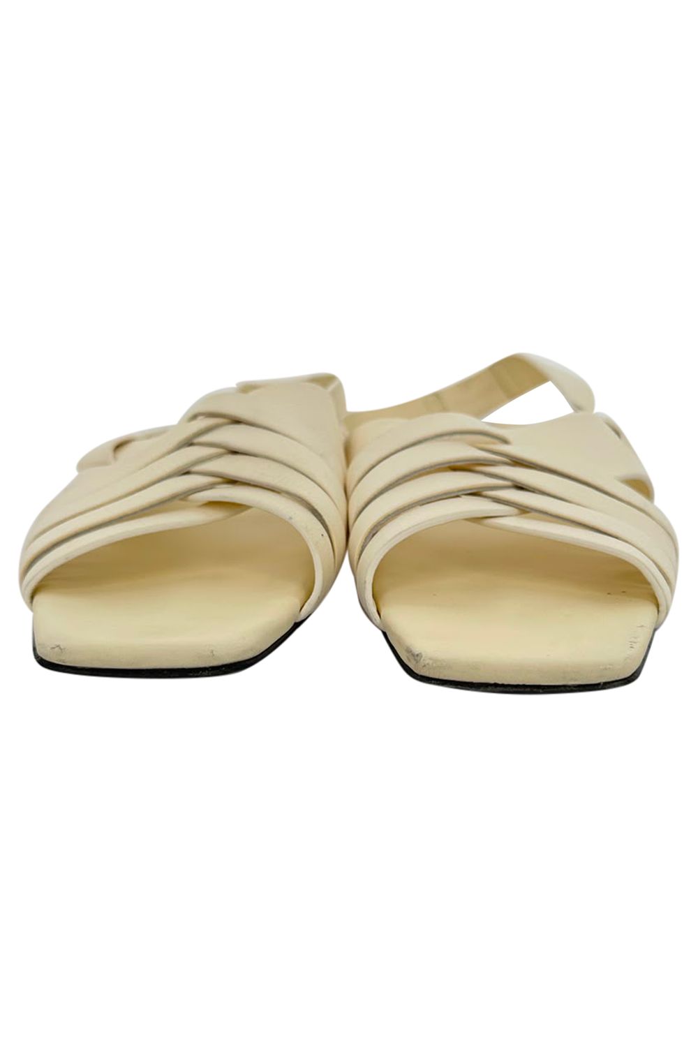 The Row Meera Leather Sandals in Cream Leather