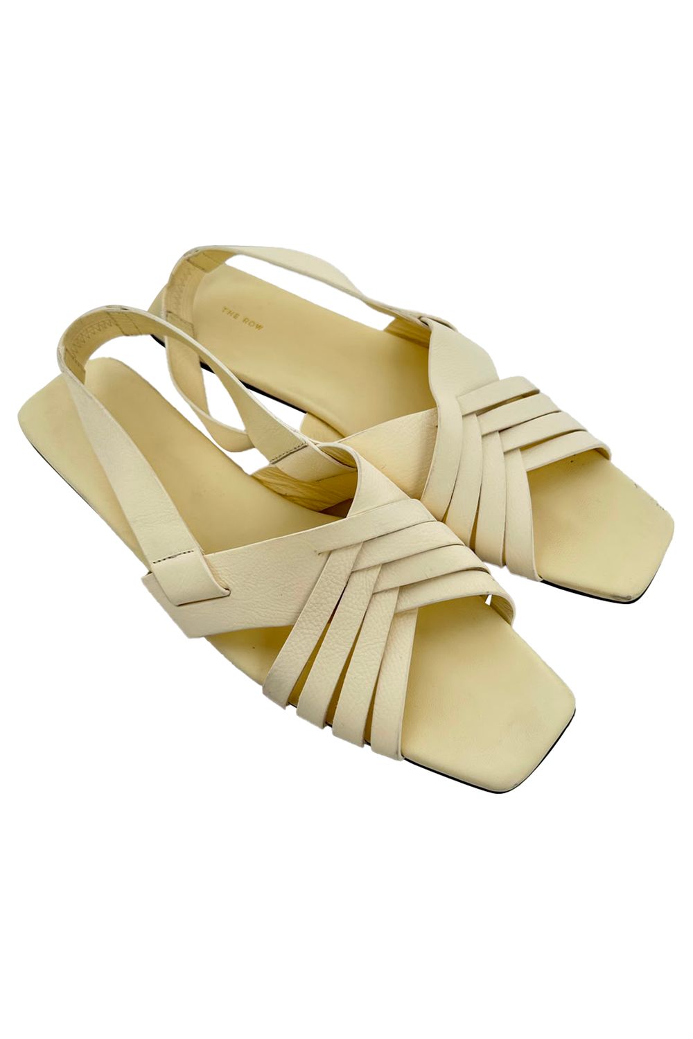 The Row Meera Leather Sandals in Cream Leather