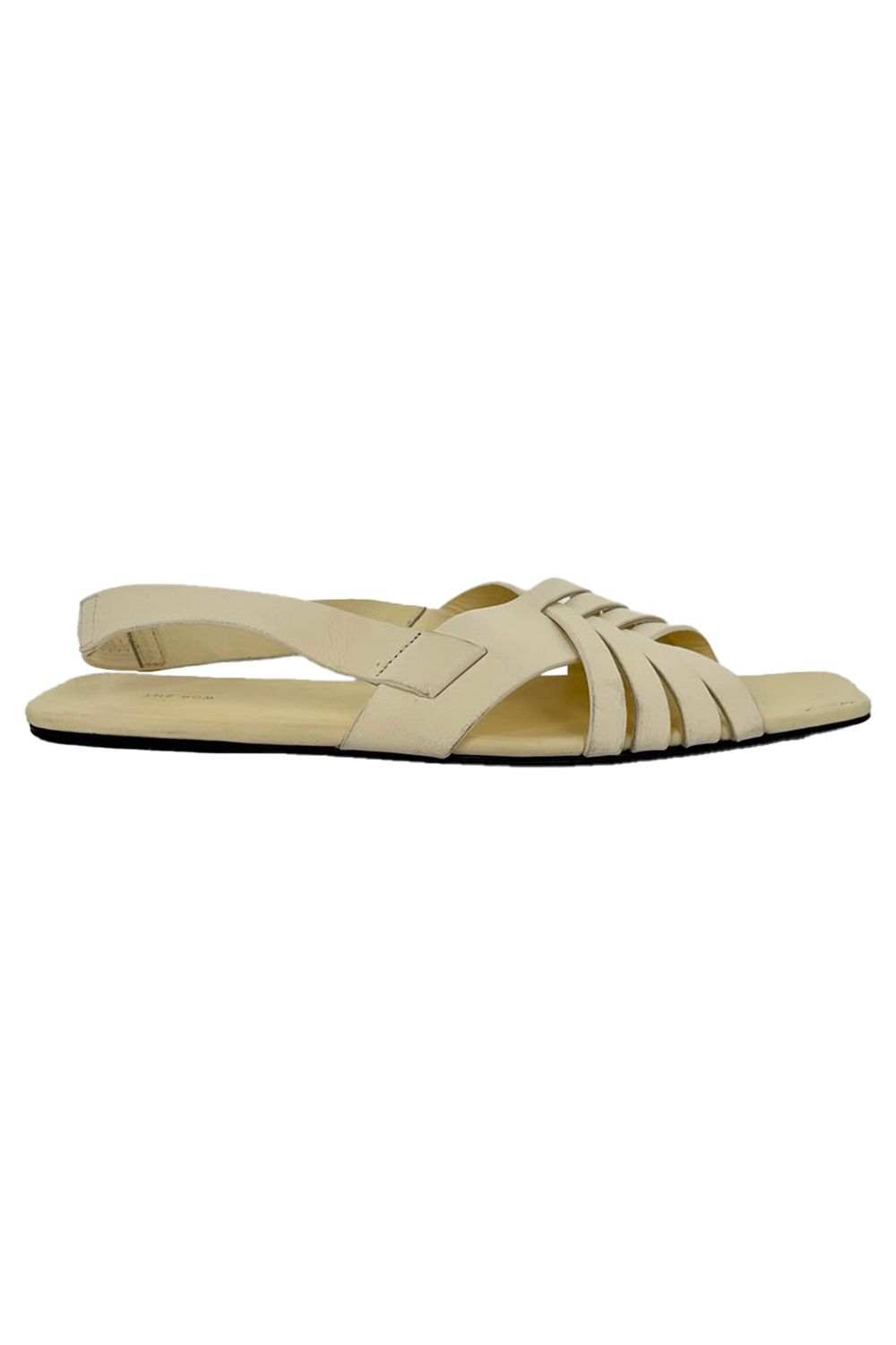 The Row Meera Leather Sandals in Cream Leather