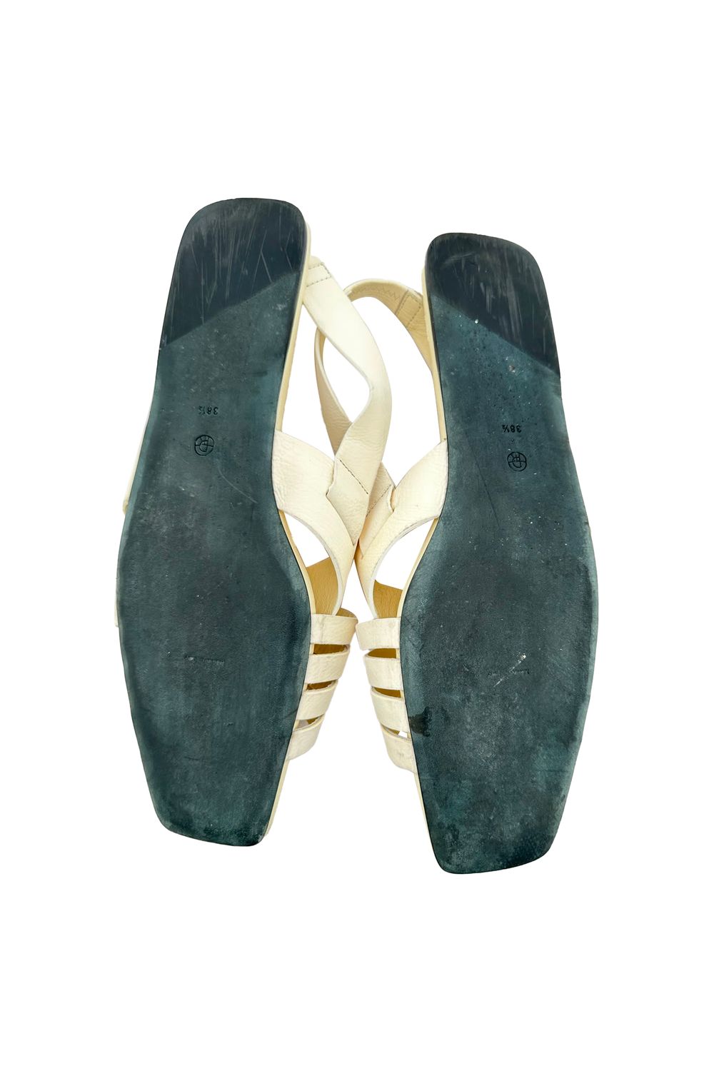 The Row Meera Leather Sandals in Cream Leather