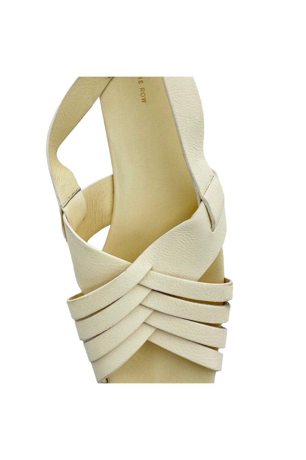 The Row Meera Leather Sandals in Cream Leather