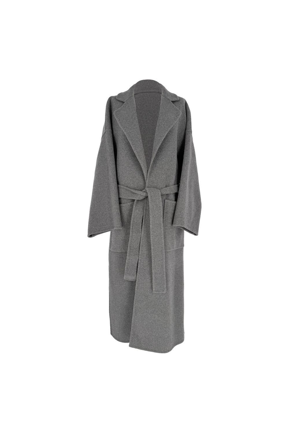 Loewe Oversized Belted Coat in Grey Wool