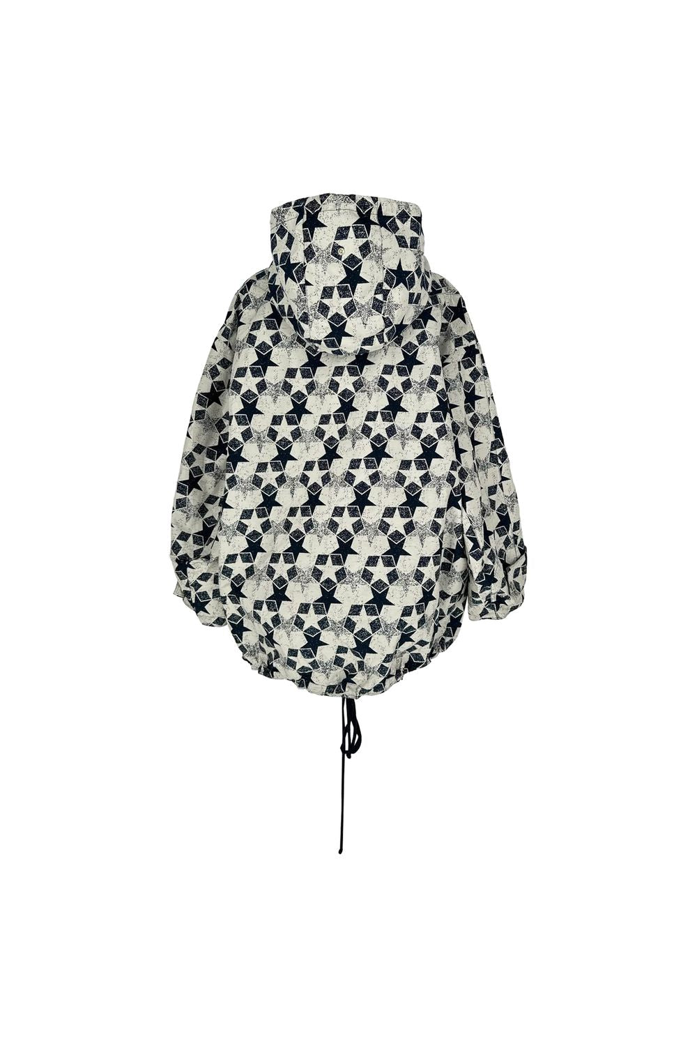 Dior Star Motif Hooded Anorak Jacket in Navy Blue Polyester