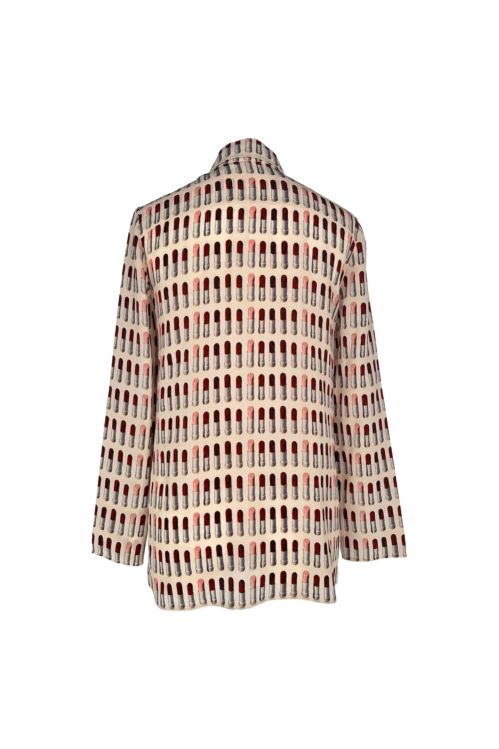 Prada Lipstick-Print Button-Down Shirt in Multicolor Silk