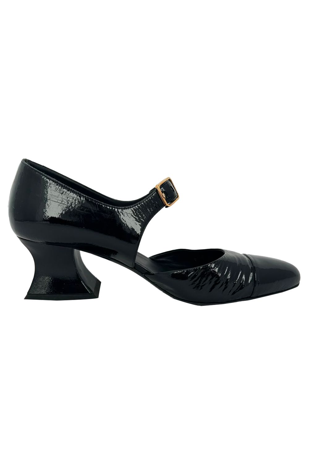 Chanel Almond-Toe Mary Jane Pumps in Black Patent Leather