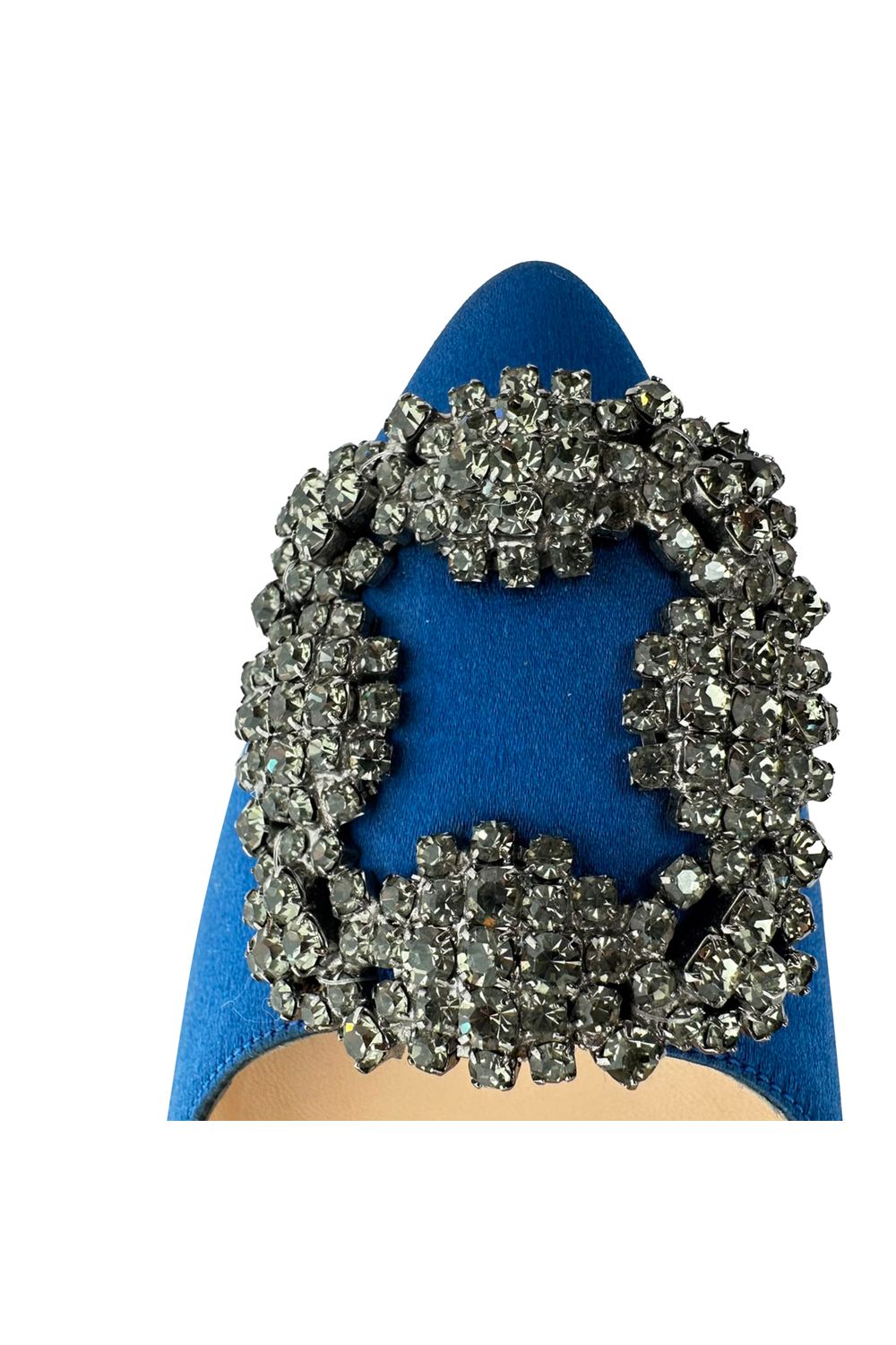 Manolo Blahnik Hangisi Embellished Pumps in Blue Satin