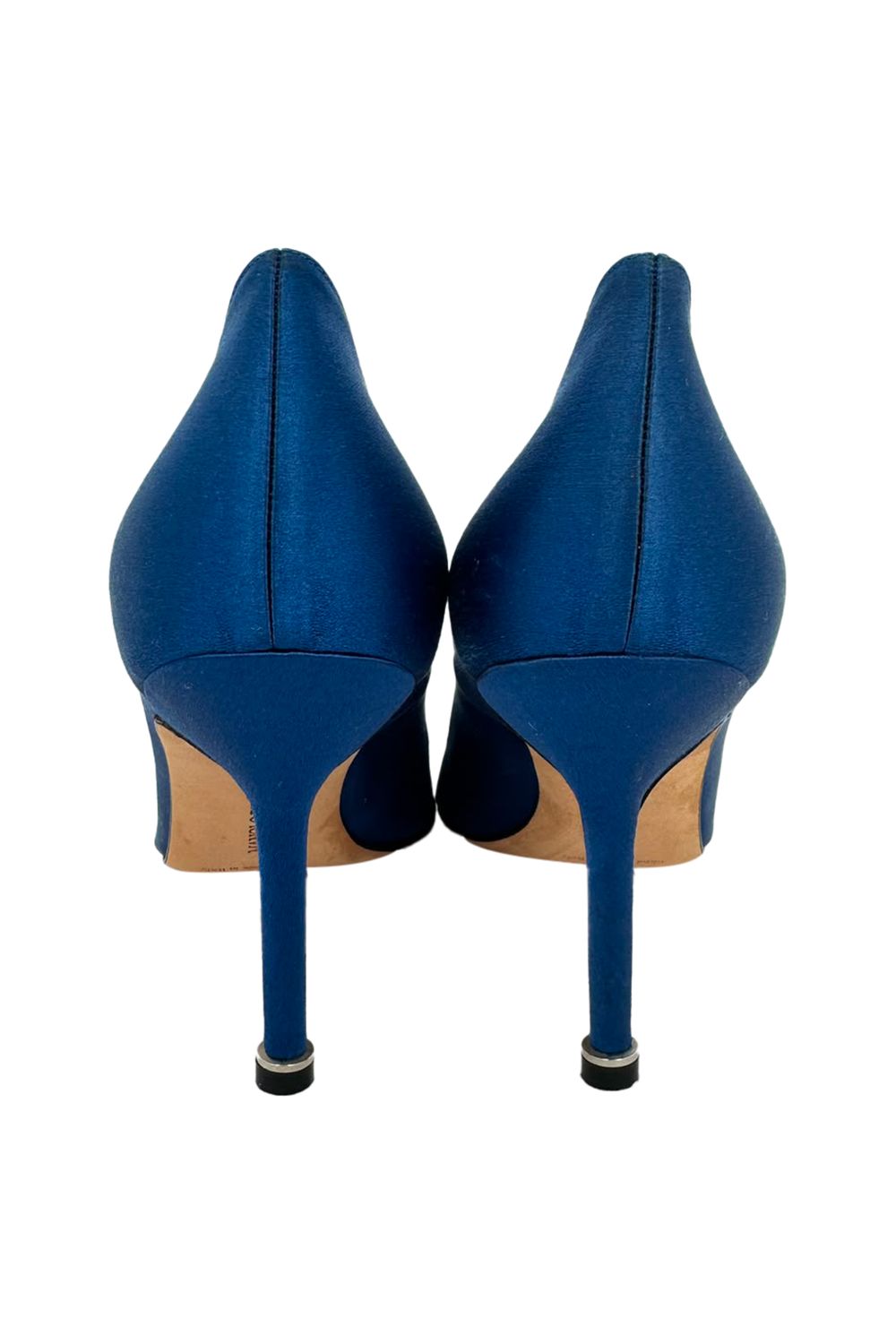 Manolo Blahnik Hangisi Embellished Pumps in Blue Satin