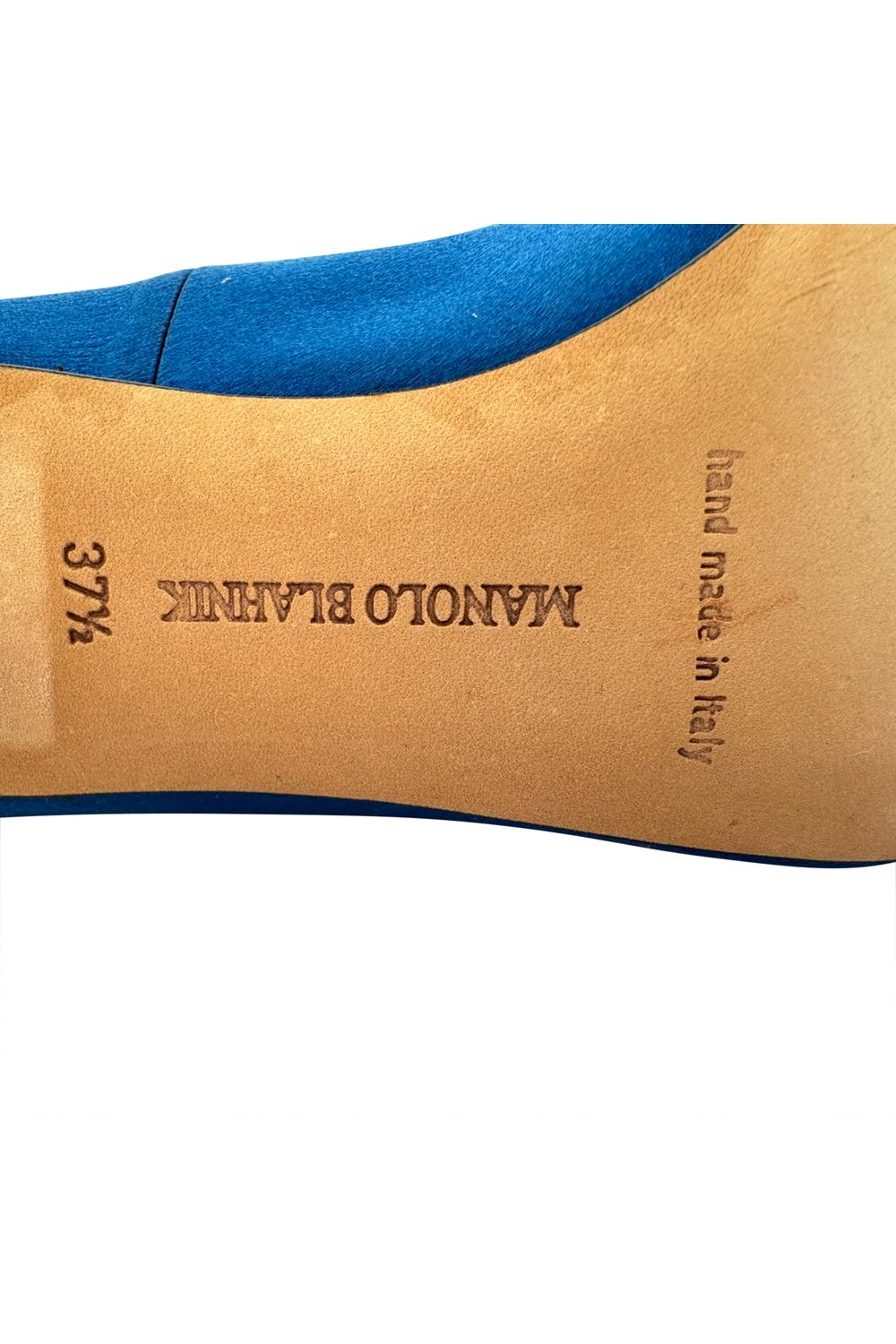 Manolo Blahnik Hangisi Embellished Pumps in Blue Satin