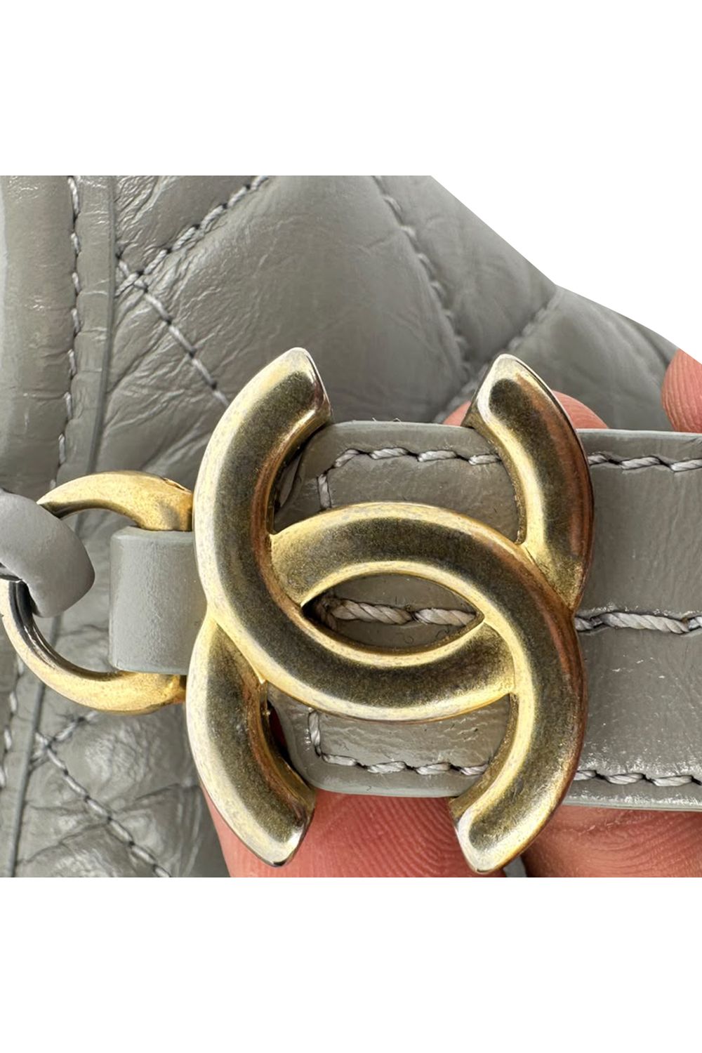 Chanel Small Gabrielle Hobo Bag in Grey Leather