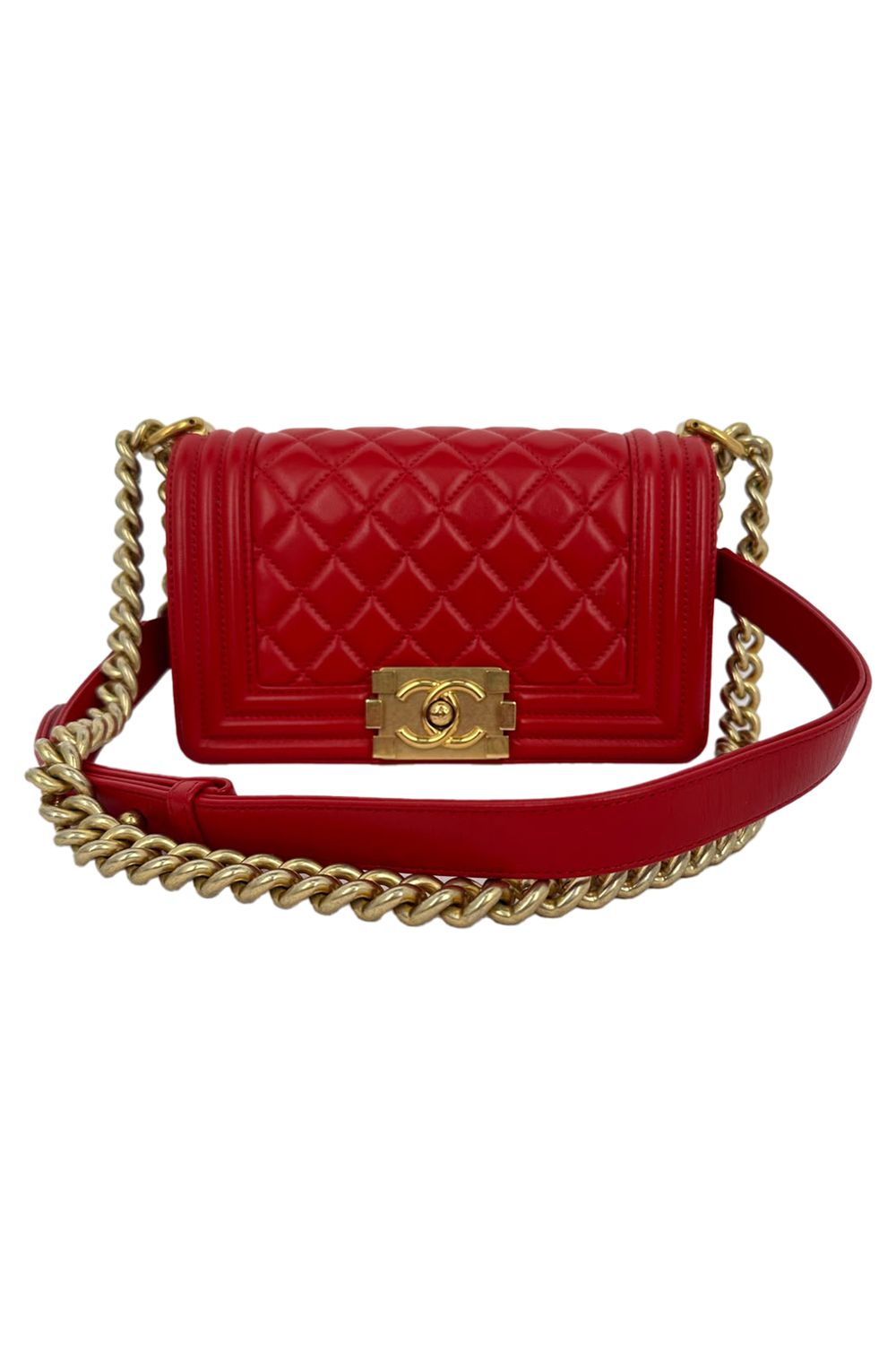 Chanel Le Boy Shoulder Bag in Red Leather