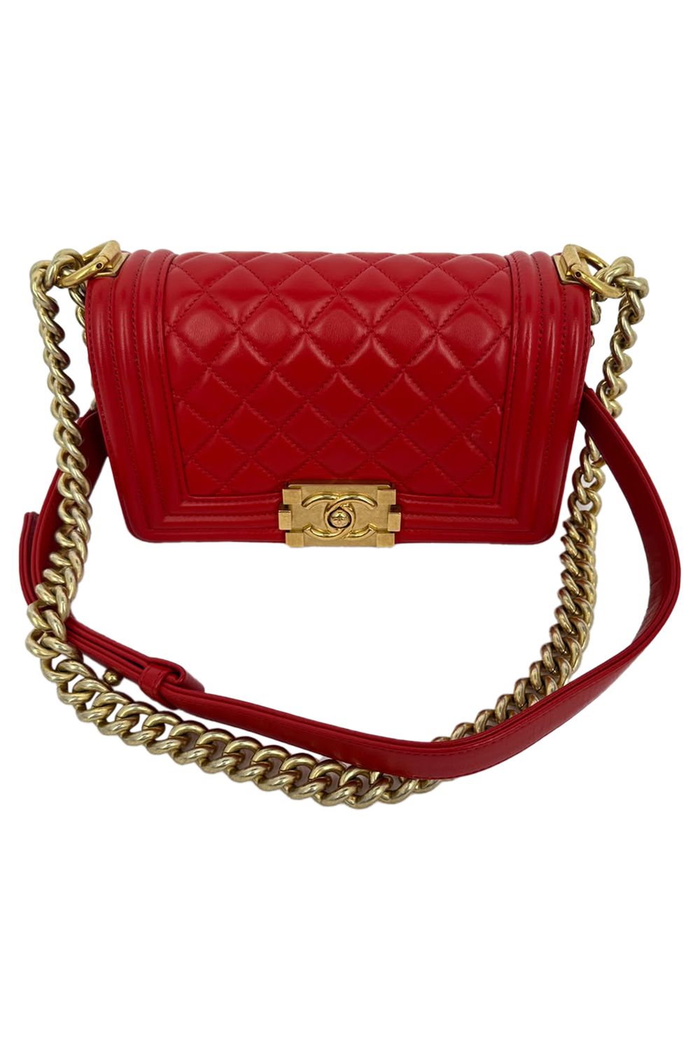 Chanel Le Boy Shoulder Bag in Red Leather