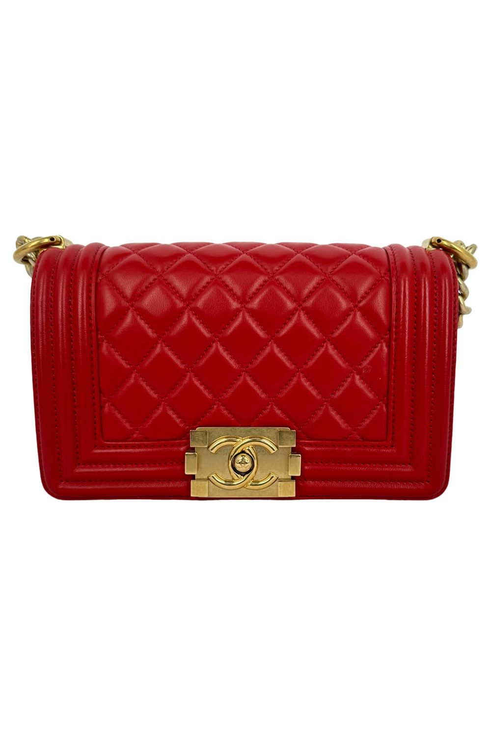 Chanel Le Boy Shoulder Bag in Red Leather