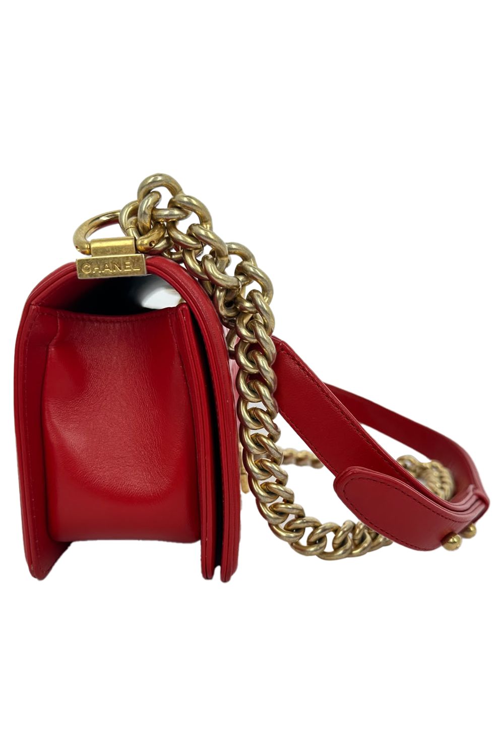 Chanel Le Boy Shoulder Bag in Red Leather