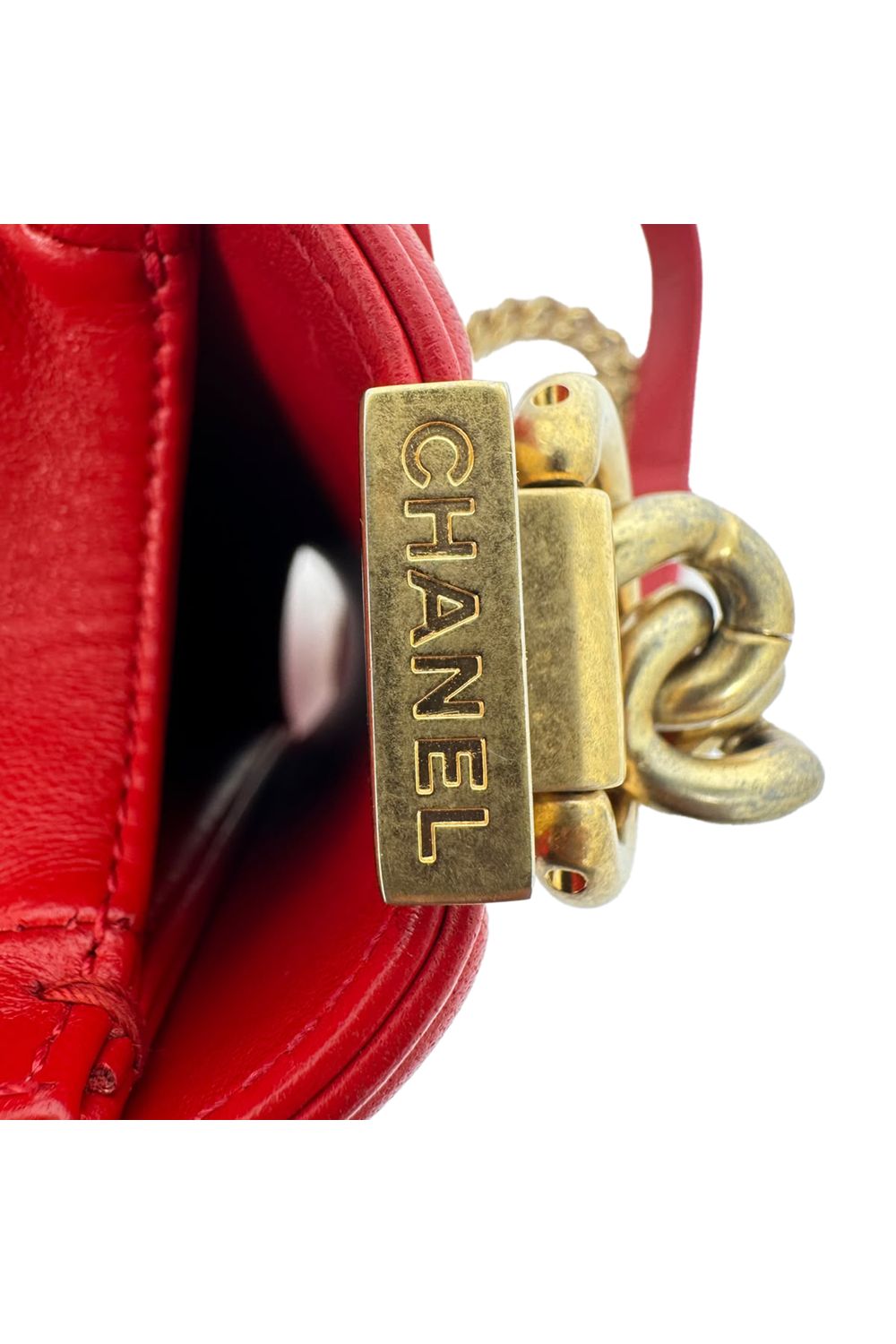Chanel Le Boy Shoulder Bag in Red Leather