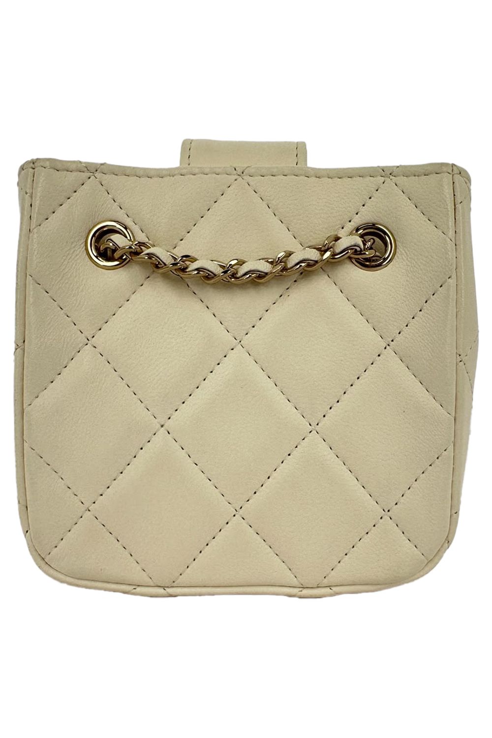 Chanel Quilted Mini Square Clutch in Ivory Leather