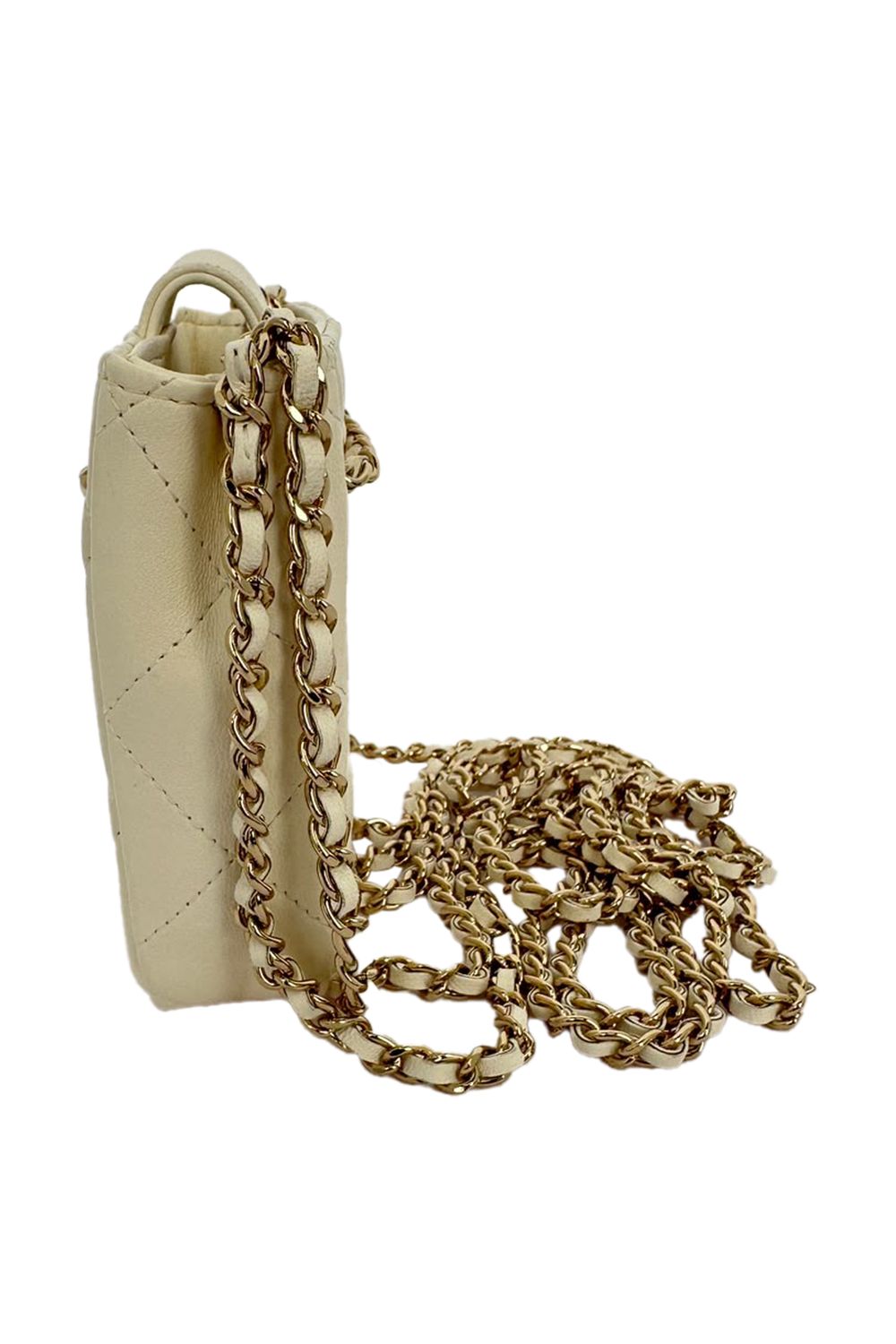 Chanel Quilted Mini Square Clutch in Ivory Leather