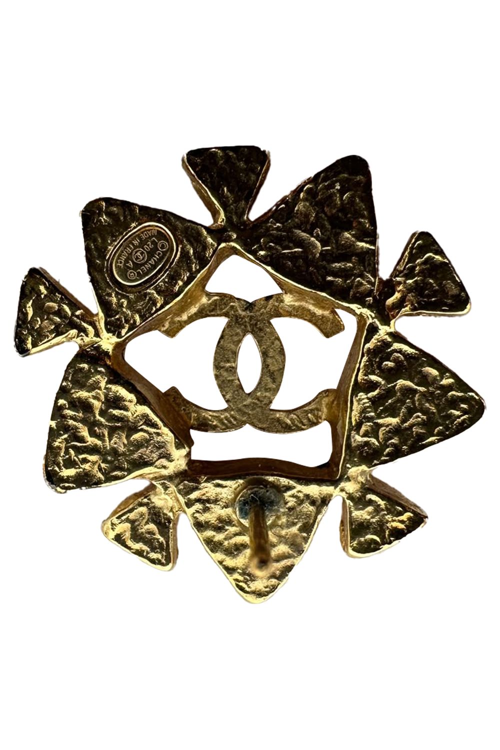 Chanel VIntage Interlocking CC Crystal Earrings in Gold Metal