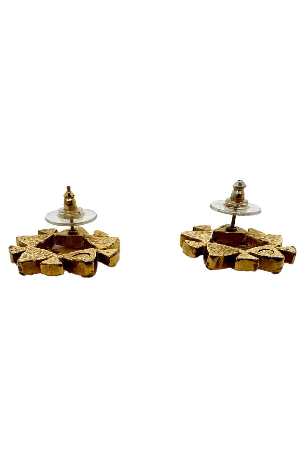 Chanel VIntage Interlocking CC Crystal Earrings in Gold Metal