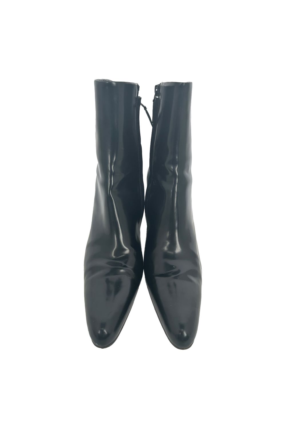 Balenciaga Pointed Toe Zip Ankle Boots in Black Leather